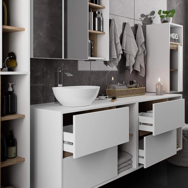 Dulap de baie Vambos W90UM 2SZ 2P (alb + stejar sonoma). Promo -13%. 1152121