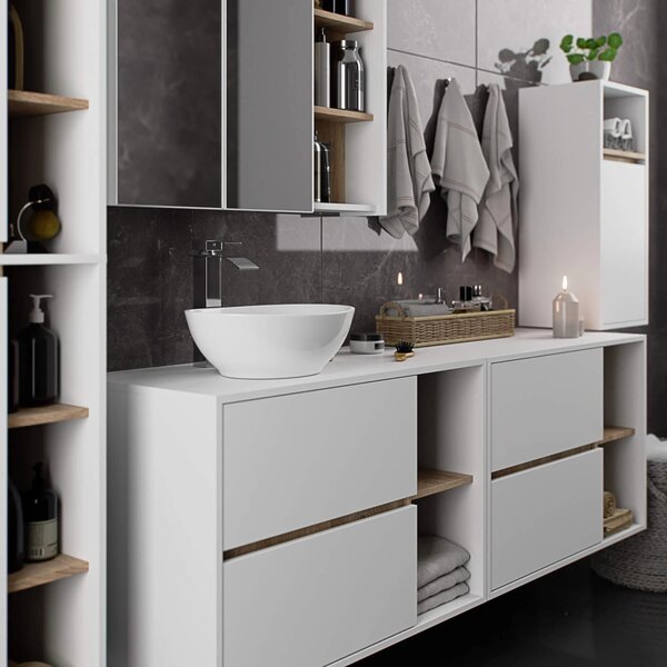 Dulap de baie Vambos W90UM 2SZ 2P (alb + stejar sonoma). Promo -13%. 1152121