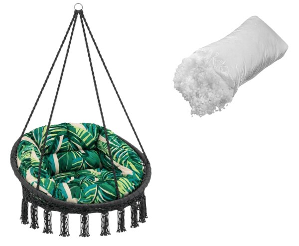 Scaun suspendat gri inchis KOLUMBIA fara suport, perna colorata cu spatar + GRATIS umplutura din fibra goala 500 g