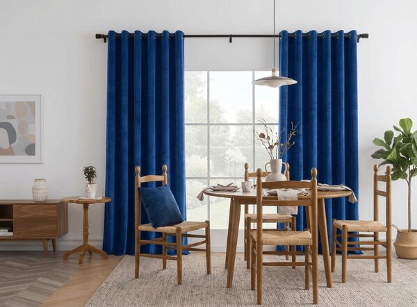 Perdea opaca DREAM VELVET 140x250 cm, albastru marin Agatat: Inele metalice