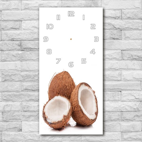 Ceas vertical de perete din sticlă nucă de cocos