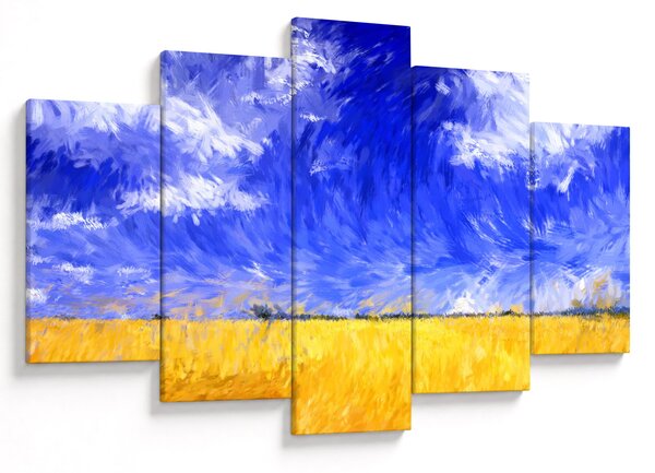 Tablou - Pictură în ulei, câmp auriu (150x105 cm)
