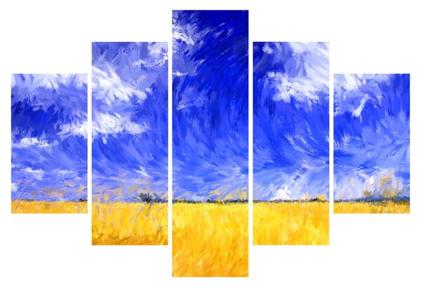Tablou - Pictură în ulei, câmp auriu (150x105 cm)