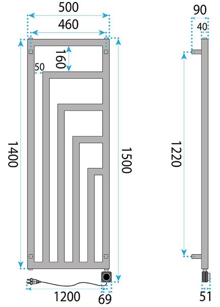 Radiator electric Rea Modus 140x50cm Gri
