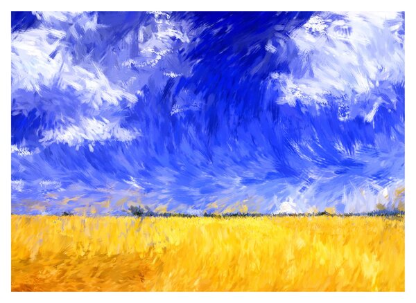 Tablou - Pictură în ulei, câmp auriu (70x50 cm)
