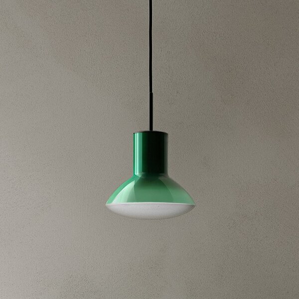 GRUPA Lampă suspendată Grupa Onda, verde, Ø 17 cm, sticlă, GU10, reglabil, Verde, Camera de zi / sufragerie, Aluminiu, Design