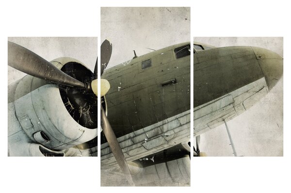 Tablou - Avion vechi cu elice (90x60 cm)