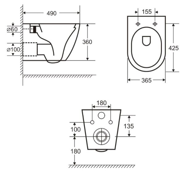 Set vas wc suspendat cu functie bideu si baterie inclusa auriu mat Foglia Oslo, rezervor wc incastrat si clapeta negru mat, Grohe