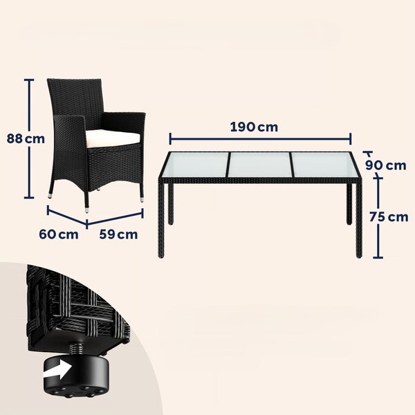 Deuba Set de mobilier de grădină din polyrattan Berlin 1+6 - negru/crem