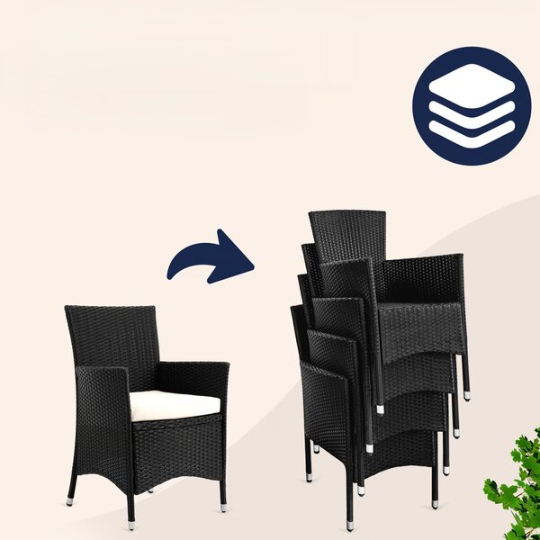 Deuba Set de mobilier de grădină din polyrattan Berlin 1+6 - negru/crem