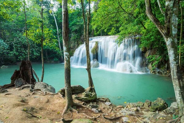 Fototapetă vlies cascada erawan, thailanda 375 x 250 cm