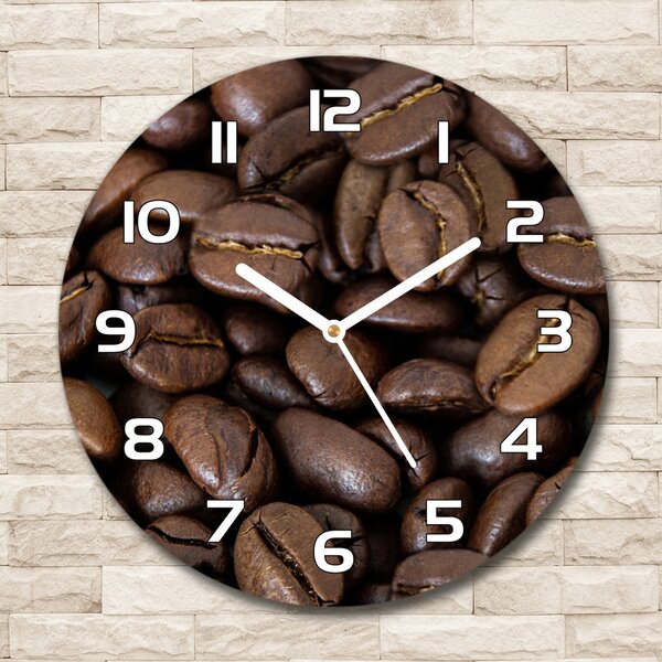 Ceas perete din sticlă rotund Boabe de cafea