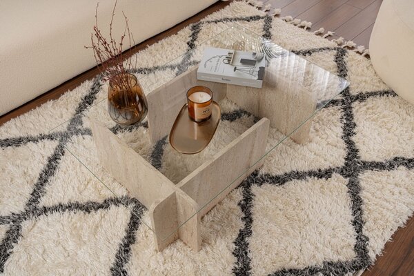 Măsuţă de cafea, Hanah Home, Culoare: Travertin