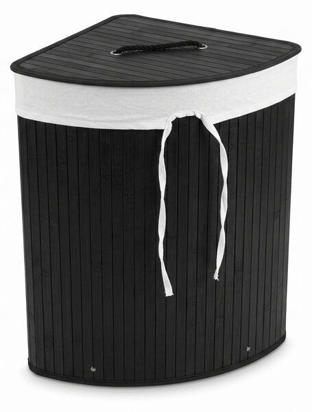 Coș de rufe din bambus, 60 L, negru