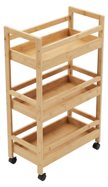 Raft din bambus cu roți, 45,3 x 22 x 80 cm