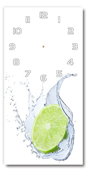 Ceas vertical de perete din sticlă Lămâie verde