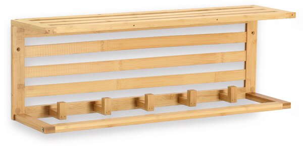 Raft de perete din bambus cu cârlige, 57 x 15 cm ZELLER