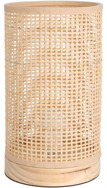 Lampă de birou din bambus, tub, bază din lemn de pin, 13 x 23 cm