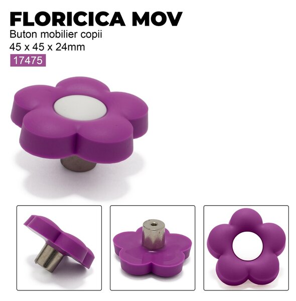 Buton mobilier copii model TR Floare mov