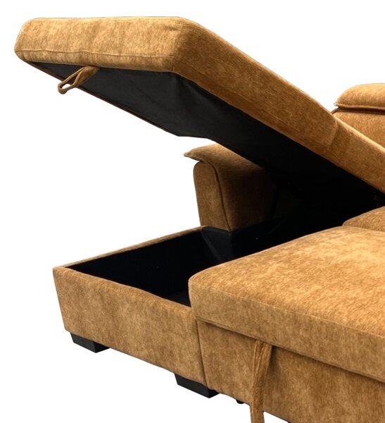 Coltar extensibil dreapta, Lemance, Camel, 255x168x82 cm