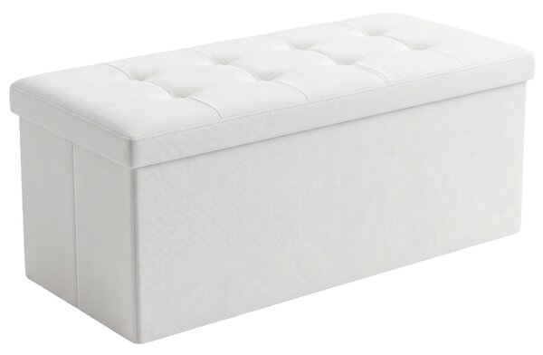 Puf cu compartiment de depozitare dreptunghiular, pliabil, 110 × 38 × 38 cm, bej