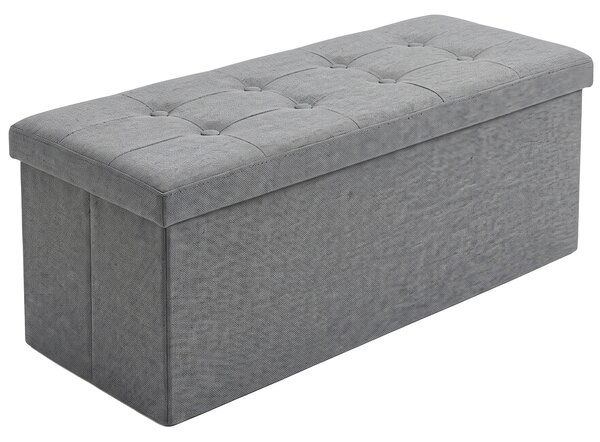 Pufa cu compartiment dreptunghiular, pliabilă, 110 x 38 x 38 cm, gri