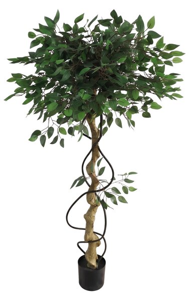 Ficus artificial pe trunchi răsucit, în ghiveci, înălțime 150 cm