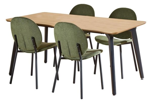 Set 5 piese Masa dining si Scaune Cadiz V4, Natural, 75x160x90 cm