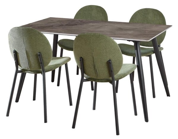 Set 5 piese Masa dining si Scaune Wicklow V3, Gri, 75x140x80 cm