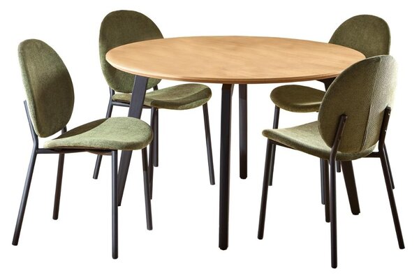 Set 5 piese Masa dining si Scaune Cadiz V7, Natural, 75x120x120 cm