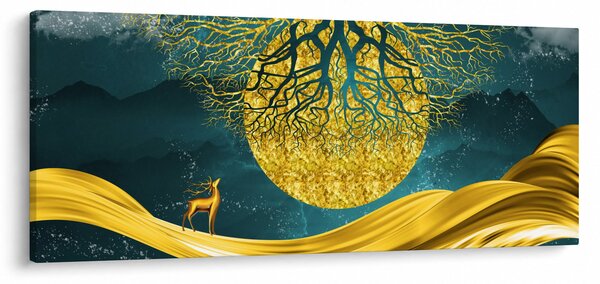 Tablou - Abstract, peisaj auriu (120x50 cm)
