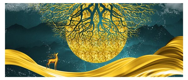 Tablou - Abstract, peisaj auriu (120x50 cm)
