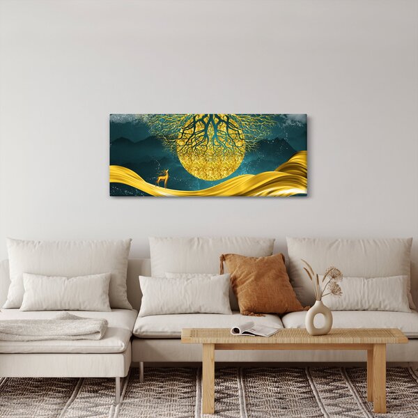 Tablou - Abstract, peisaj auriu (120x50 cm)