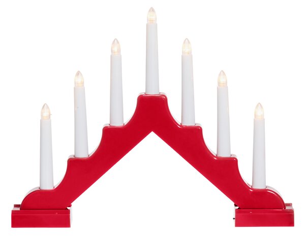 Candelă adventistă LED, 7 lumini, 29 cm, roșu