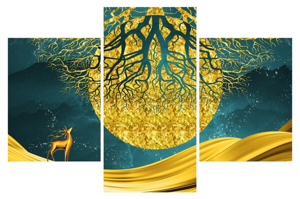 Tablou - Abstract, peisaj auriu (90x60 cm)