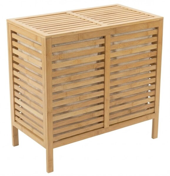 Coș dublu pentru rufe, din bambus MOA, 90 l, natural