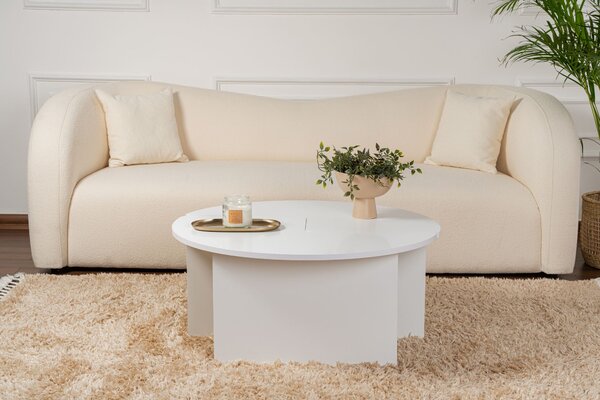 Măsuţă de cafea, Hanah Home, Culoare: Alb natural