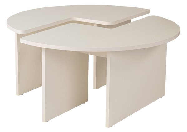 Set de doua masute de cafea LUNVERO, lemn alb
