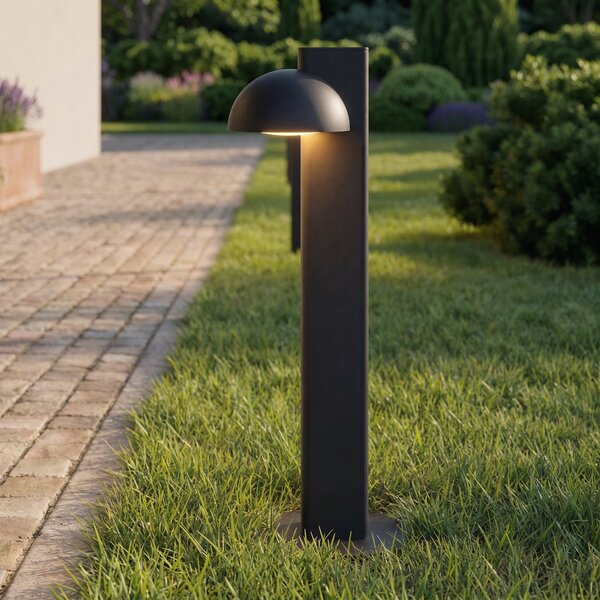 Lucande Bornă luminoasă LED Velira, negru, 77 cm, 1 bec, IP44, Negru, Metal, Modern
