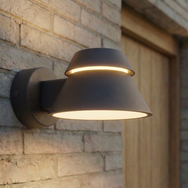 Lucande Lampa de perete pentru exterior cu LED Moena, negru, metal, IP44, Negru, Aluminiu, Modern