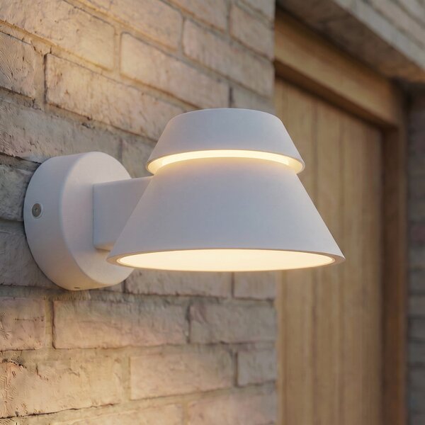 Lucande Lampa de perete pentru exterior cu LED Moena, gri deschis, metal, IP44, Gri, Aluminiu, Modern