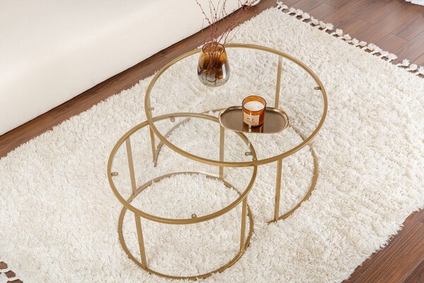 Set de măsuțe de cafea, Hanah Home, Culoare: Auriu Transparent