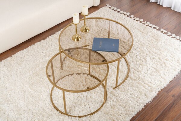 Set de măsuțe de cafea, Hanah Home, Culoare: Aur Bronz