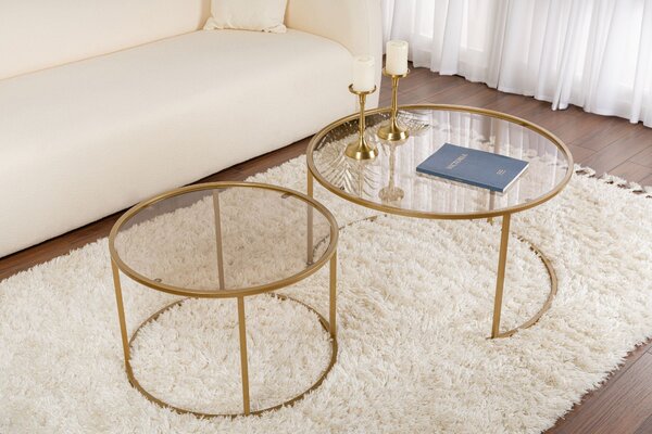 Set de măsuțe de cafea, Hanah Home, Culoare: Aur Bronz