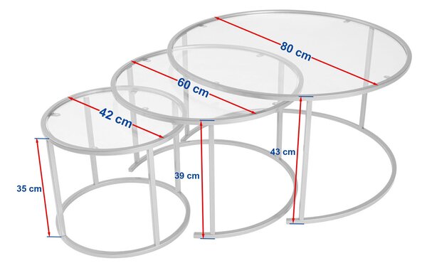 Set de măsuțe de cafea, Hanah Home, Culoare: Auriu Transparent