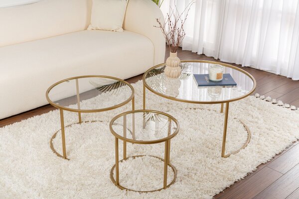 Set de măsuțe de cafea, Hanah Home, Culoare: Auriu Transparent