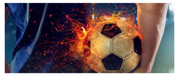 Tablou - Minge de fotbal în flăcări (120x50 cm)