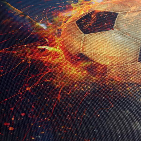 Tablou - Minge de fotbal în flăcări (120x50 cm)