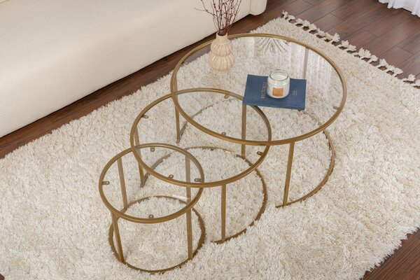 Set de măsuțe de cafea, Hanah Home, Culoare: Auriu Transparent