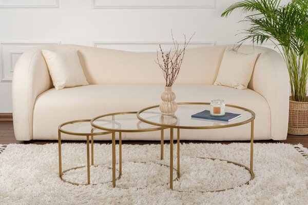 Set de măsuțe de cafea, Hanah Home, Culoare: Auriu Transparent